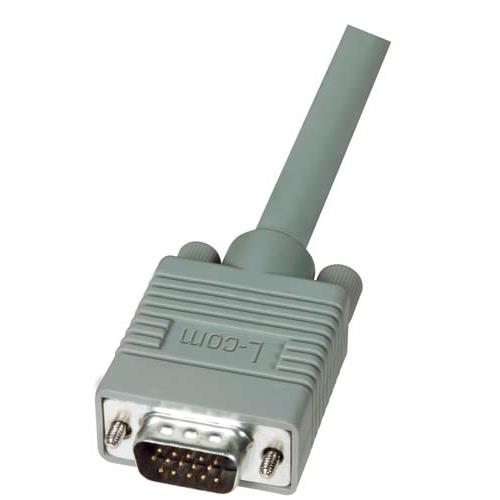 L-Com Male 15 Pin D-sub to Male 15 Pin D-sub SVGA Cable, 3ft Grey
