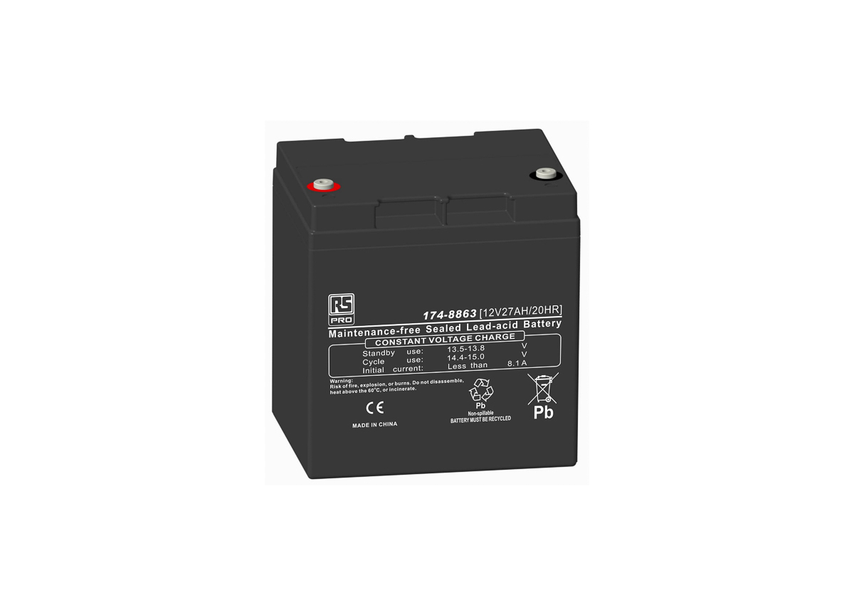 RS PRO 12V T12 Sealed Lead Acid Battery, 27Ah