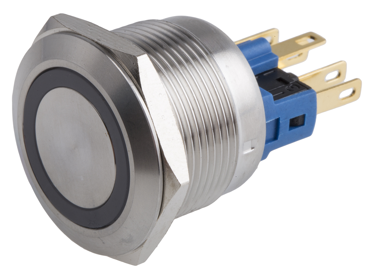 RS PRO Illuminated Push Button Switch, Momentary, Panel Mount, 22mm Cutout, SPDT, White LED, 250V ac, IP65, IP67