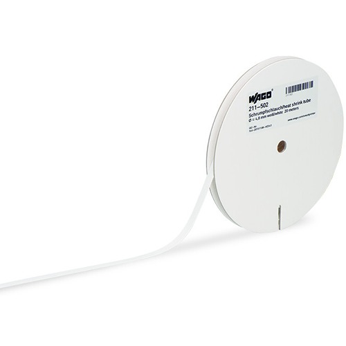 WAGO Halogen Free Heat Shrink Tube, White 2.4mm Sleeve Dia. x 20m Length 2:1 Ratio