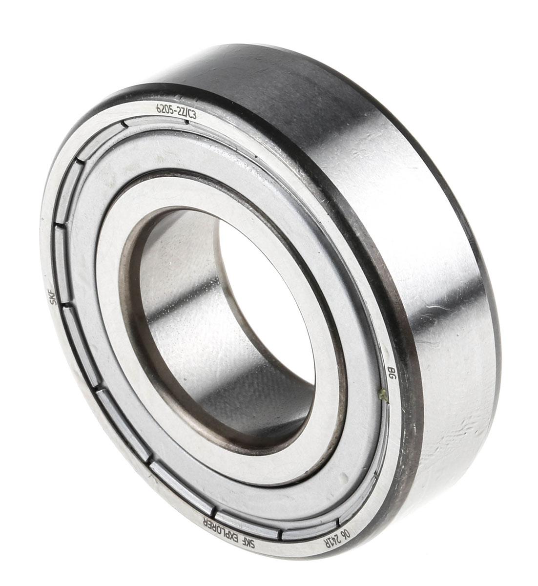 SKF 6205-2Z/C3 1 Row Ball Bearing - 25 mm ID, 52 mm OD
