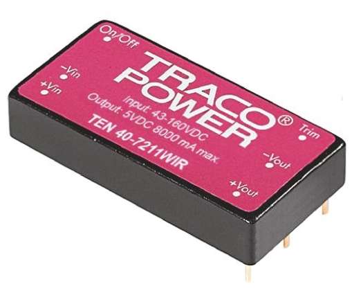TRACOPOWER TEN 40WIR DC-DC Converter, 12V dc/ 3.33A Output, 43 → 160 V dc Input, 40W, Through Hole, +85°C Max