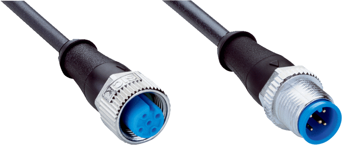 SICK Female 5 way Threaded to Male 5 way M12 Sensor Actuator Cable, 0.6 m