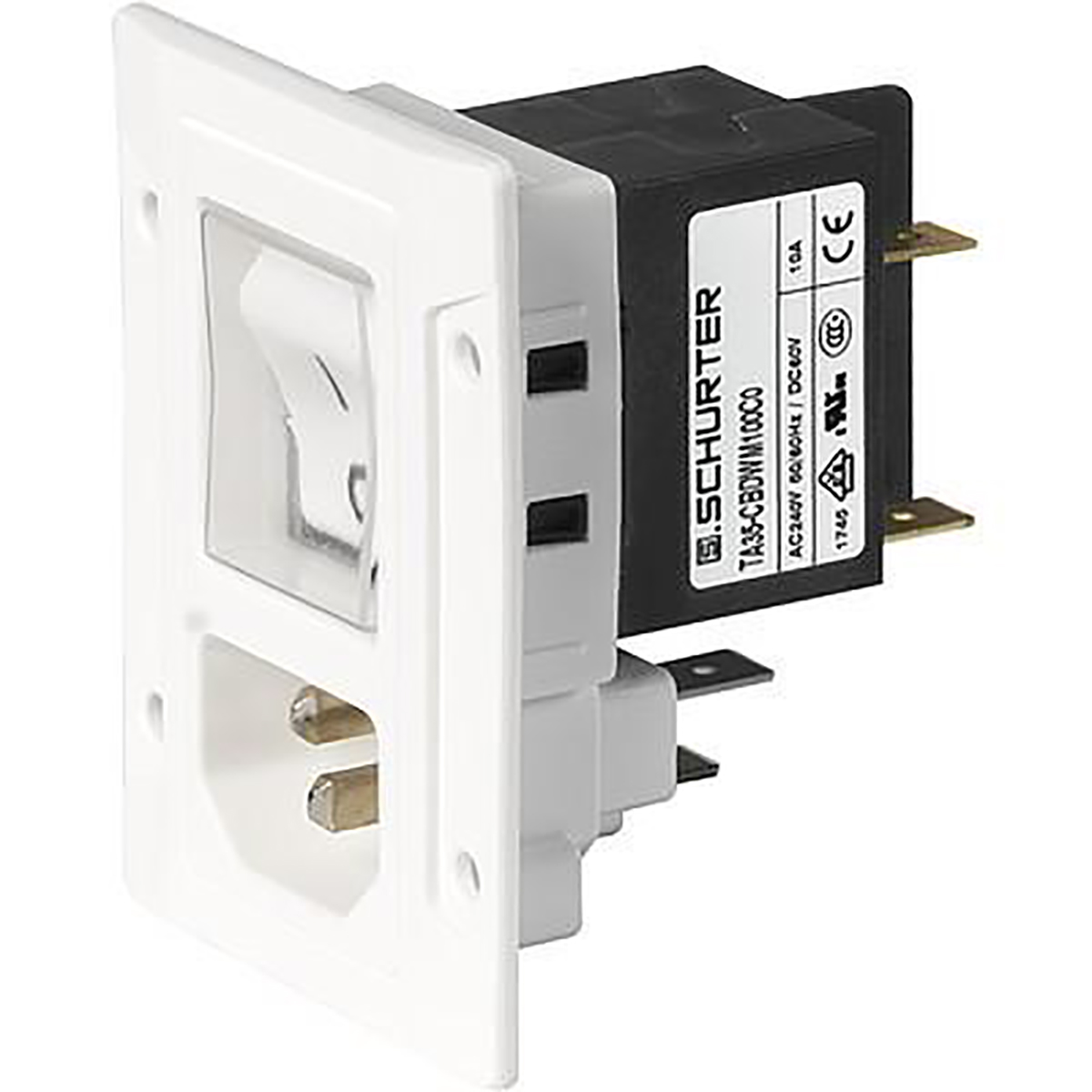 Schurter C14, C18 Panel Mount IEC Connector Male, 10A, 250 V