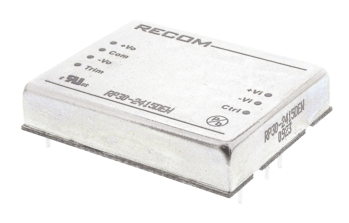 Recom RP30 EW DC-DC Converter, ±15V dc/ ±1A Output, 10 → 40 V dc Input, 30W, Through Hole, +85°C Max Temp -40°C