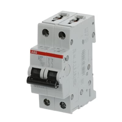 ABB System Pro M Compact S200 MCB, 2P, 2A Curve B, 400V AC, 125V DC, 10 kA Breaking Capacity
