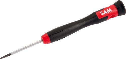 SAM Slotted Precision Screwdriver, 2.5 mm Tip, 50 mm Blade, 141 mm Overall