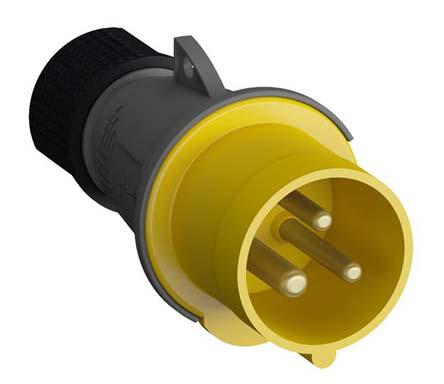 Amphenol Industrial, Easy & Safe IP44 Yellow Cable Mount 2P + E Industrial Power Plug, Rated At 32A, 110 V