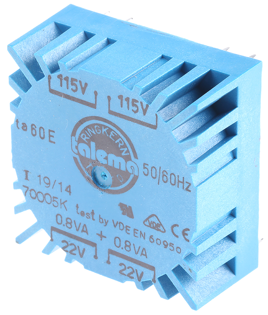 Nuvotem Talema 115 V ac, 230 V ac, 2 x 22V ac Toroidal Transformer, 1.6VA 2 Output