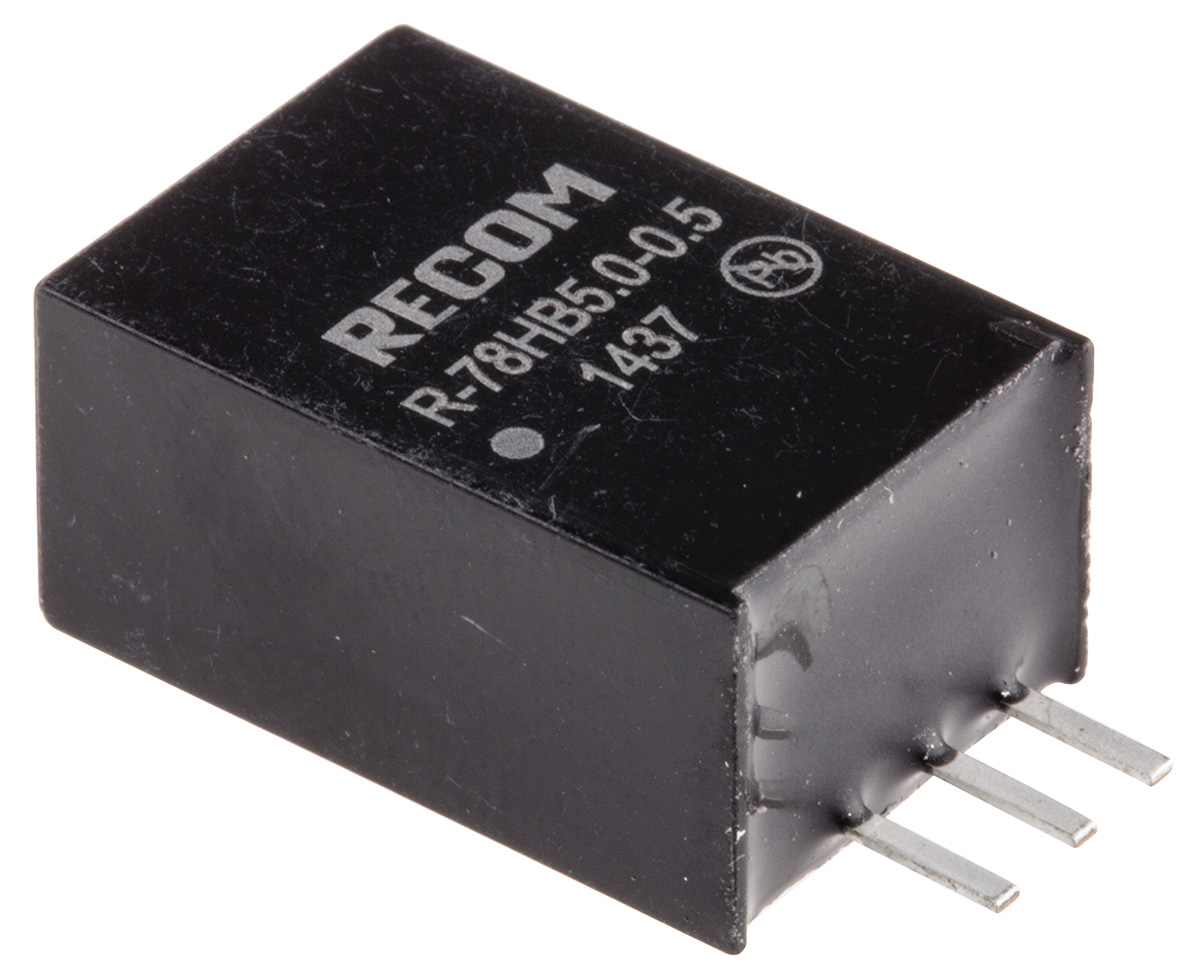 Recom Switching Regulator, Through Hole, 5V dc Output Voltage, 9 → 72V dc Input Voltage, 500mA Output Current, 1