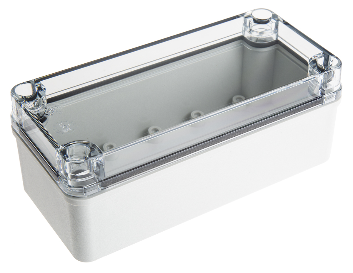 Fibox Piccolo Series Grey Polycarbonate Enclosure, IP66, IP67, Transparent Lid, 170 x 80 x 65mm