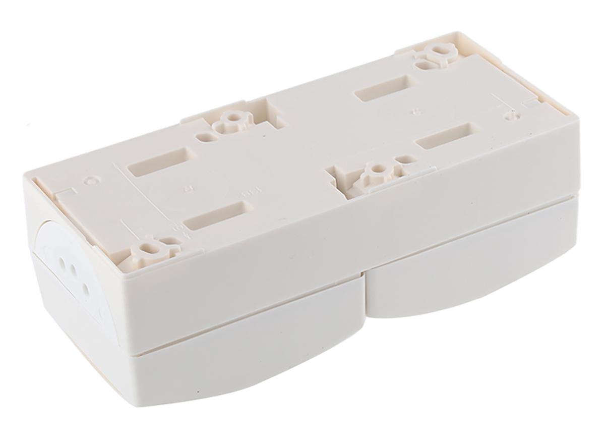 Busch Jaeger - ABB White 2 Gang Plug Socket, 16A, Type F - German Schuko, Outdoor Use