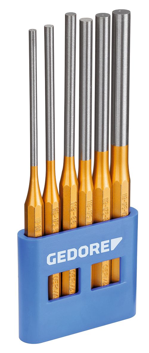 Gedore 6-Piece Punch Set, Pin Punch, 175 mm Overall