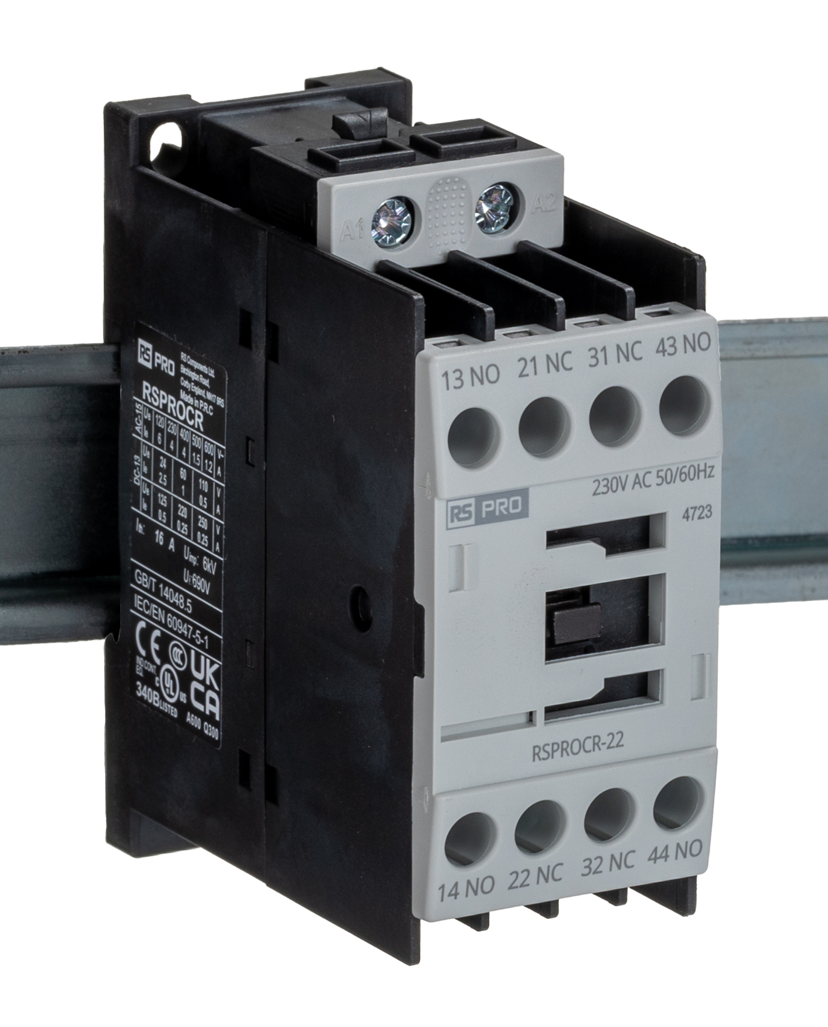 RS PRO Contactor, 230 V ac Coil, 1-Pole, 4 A 110 V, 2 NO/2 NC, 500V