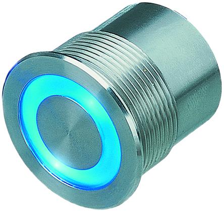 Schurter Illuminated Piezo Switch, Latching, SPDT, IK02, IP67, IP69K, , 100 mA, -40 → +85°C