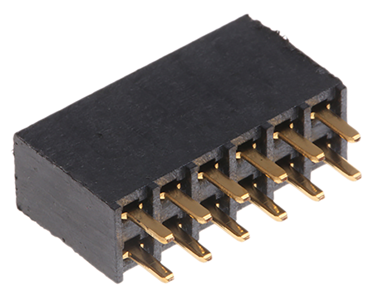 Samtec SSW Series Straight Through Hole Mount PCB Socket, 12-Contact, 2-Row, 2.54mm Pitch, Solder Termination