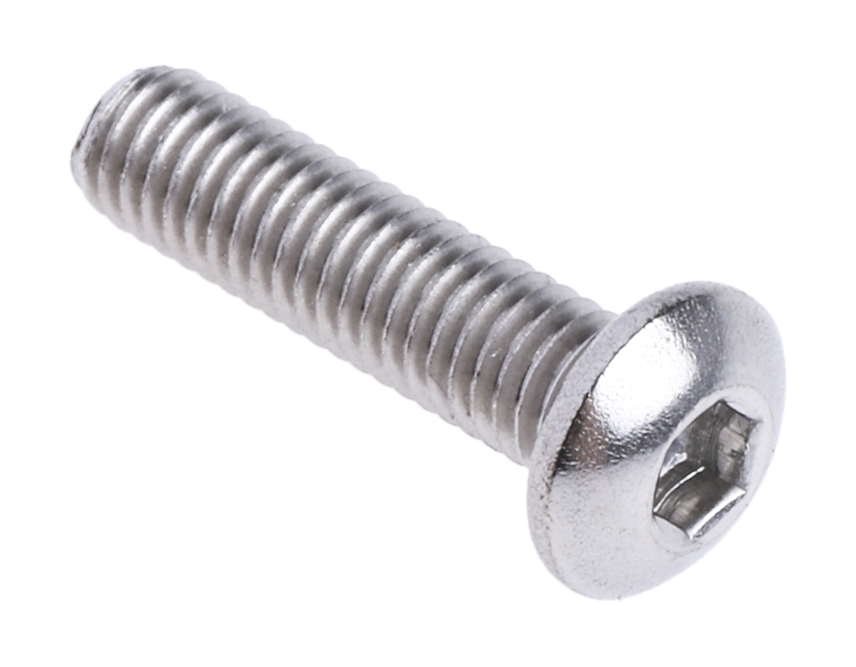 RS PRO Stainless Steel Hex Socket Button Screw, ISO 7380, M3 x 12mm