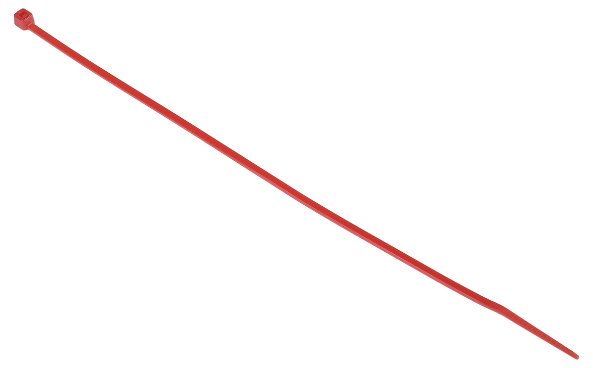RS PRO Cable Tie, 203mm x 2.5 mm, Red Nylon, Pk-100