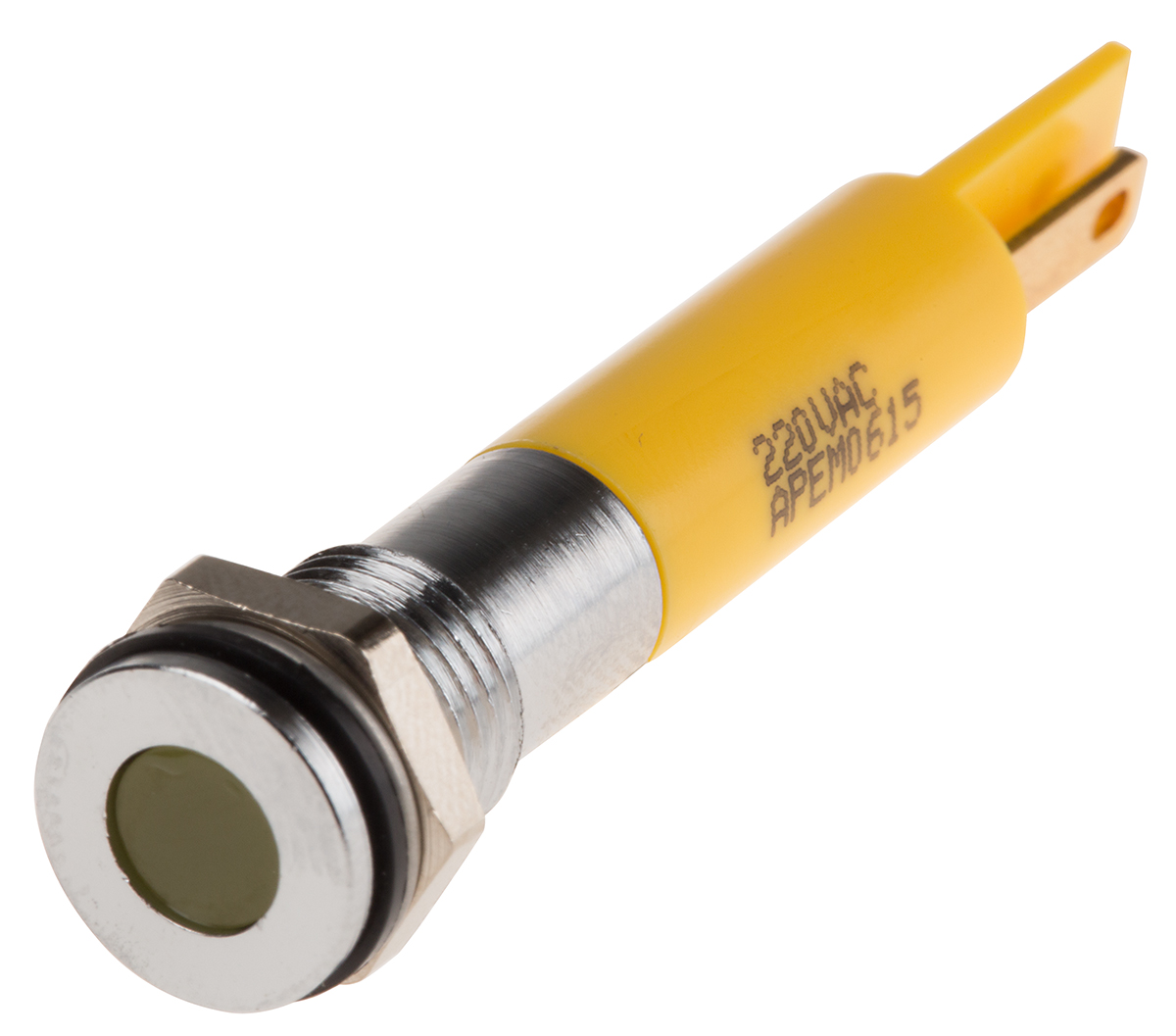 RS PRO Yellow Panel Mount Indicator, 220V ac, 8mm Mounting Hole Size, IP67