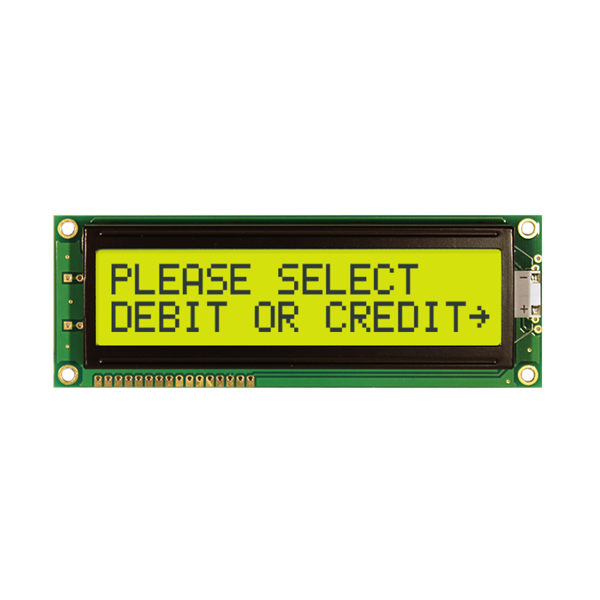 NEWHAVEN DISPLAY INTERNATIONAL NHD-0216SZ-FL-YBW Alphanumeric LCD Alphanumeric Display, Yellow-Green on Yellow/Green, 2