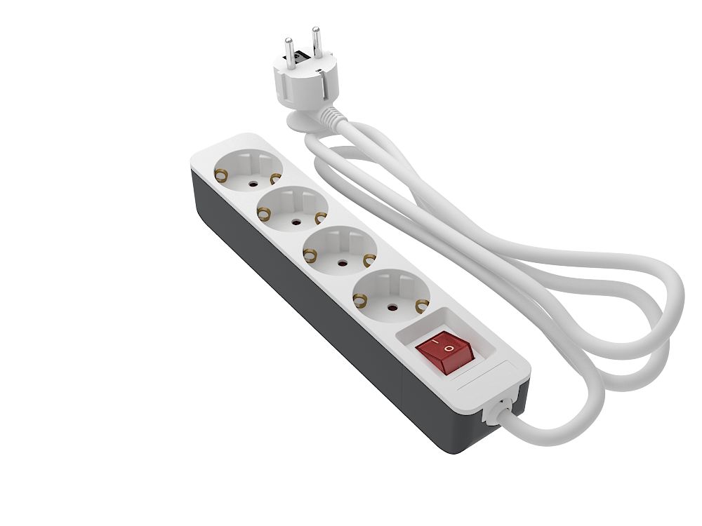 RS PRO 2m 4 Socket Schuko Extension Lead, 250 V, IP20