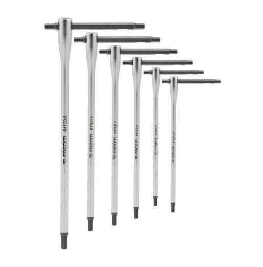 Facom 6 piece T Shape Metric Hex Key Set, 2.5 - 3 - 4 - 5 - 6 - 8mm