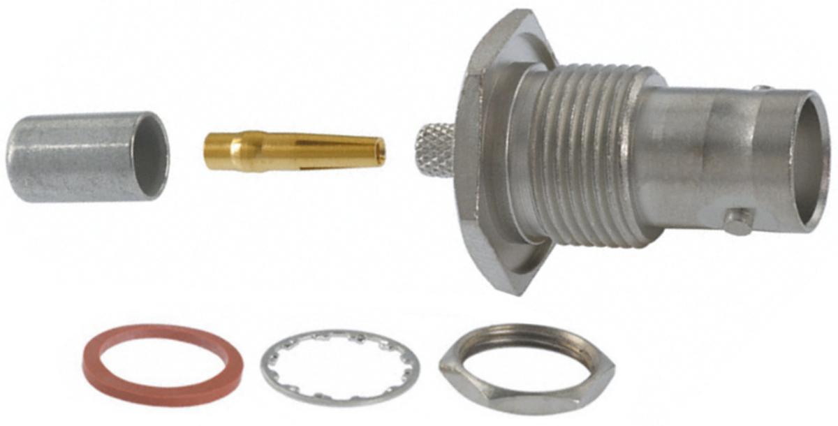 TE Connectivity BNC Series, Jack Panel Mount BNC Connector, 50Ω, Crimp Termination, Straight Body