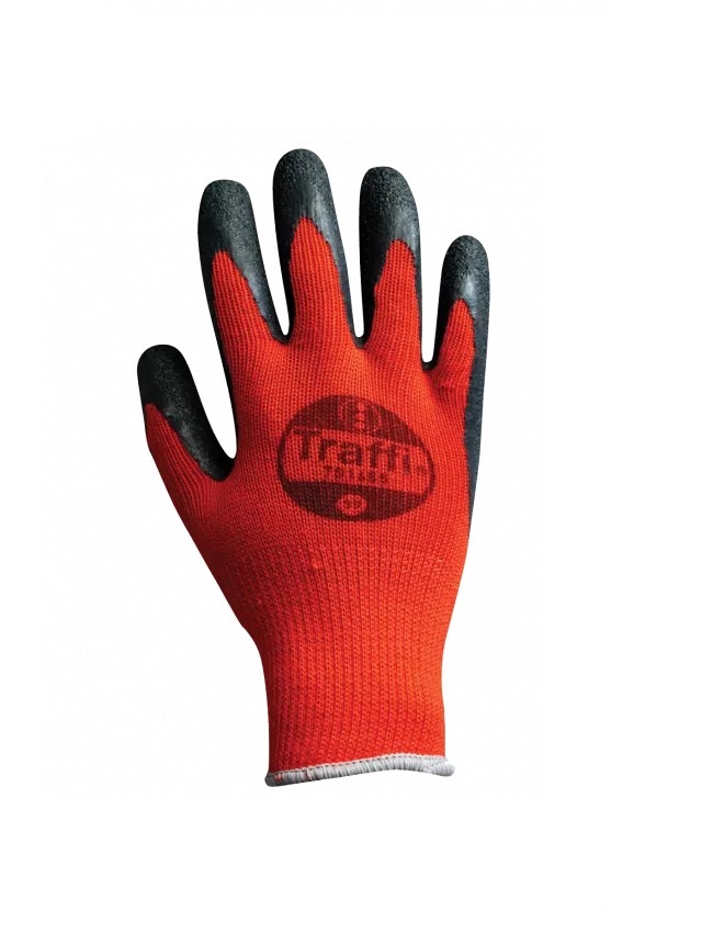 Traffi TG1655 Red Cotton, Polyester Cotton, Polyester Work Gloves, Size 12, Latex Coating
