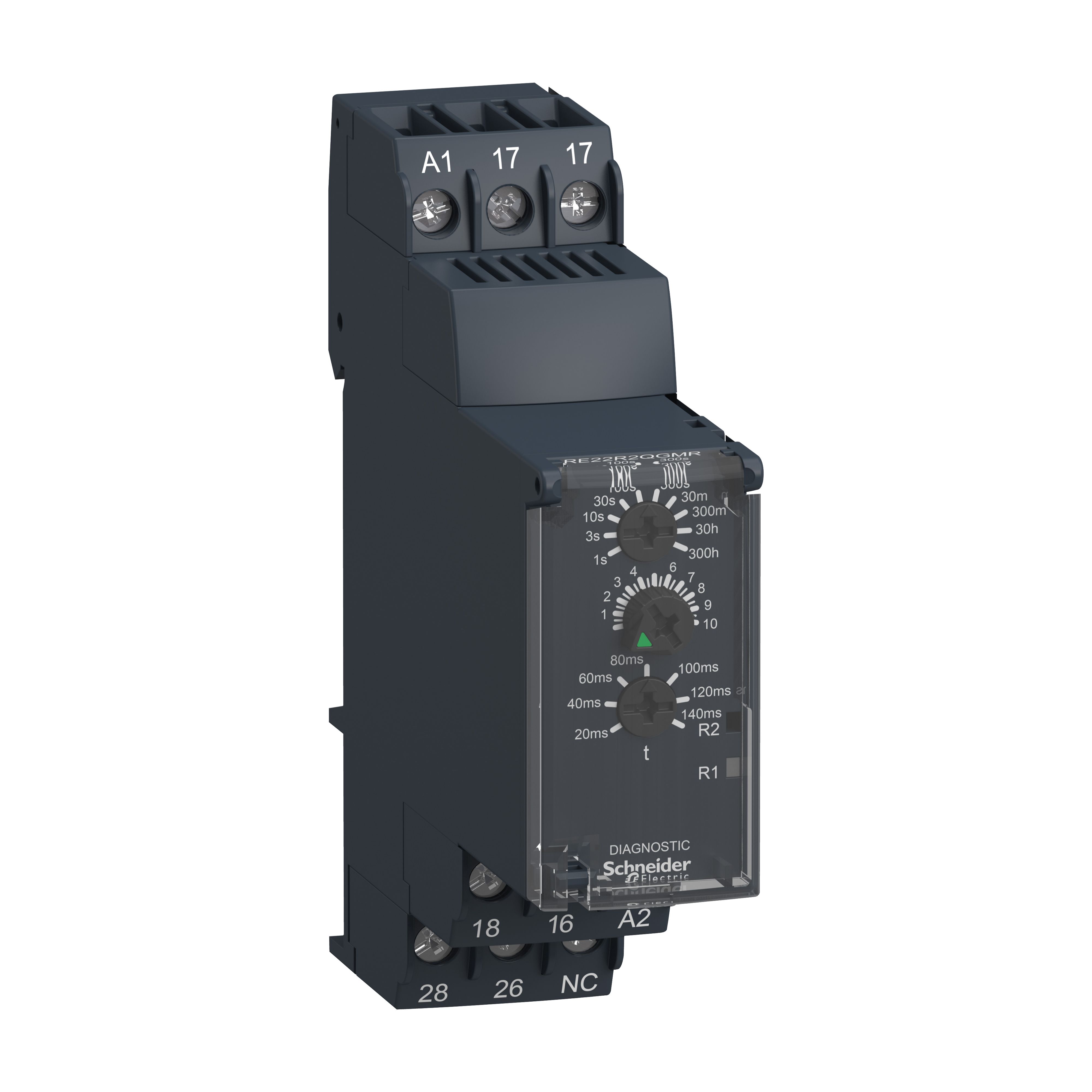 Schneider Electric Harmony Time Series DIN Rail Mount Timer Relay, 24 → 240V ac/dc, 2-Contact, 0.05 → 1s,