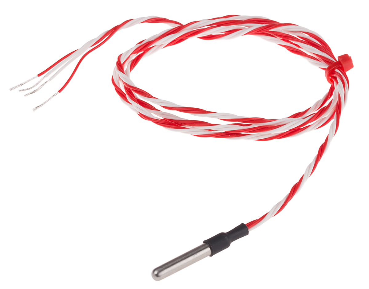 RS PRO PT100 RTD Sensor, 4mm Dia, 25mm Long, 4 Wire, Probe, Class B +200°C Max