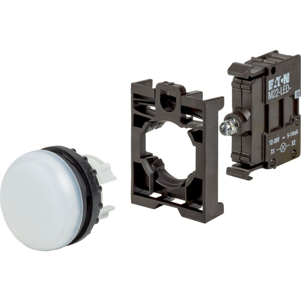 Eaton, , Panel Mount White LED Indicator, 22.5mm Cutout, IP67, IP69K, Round