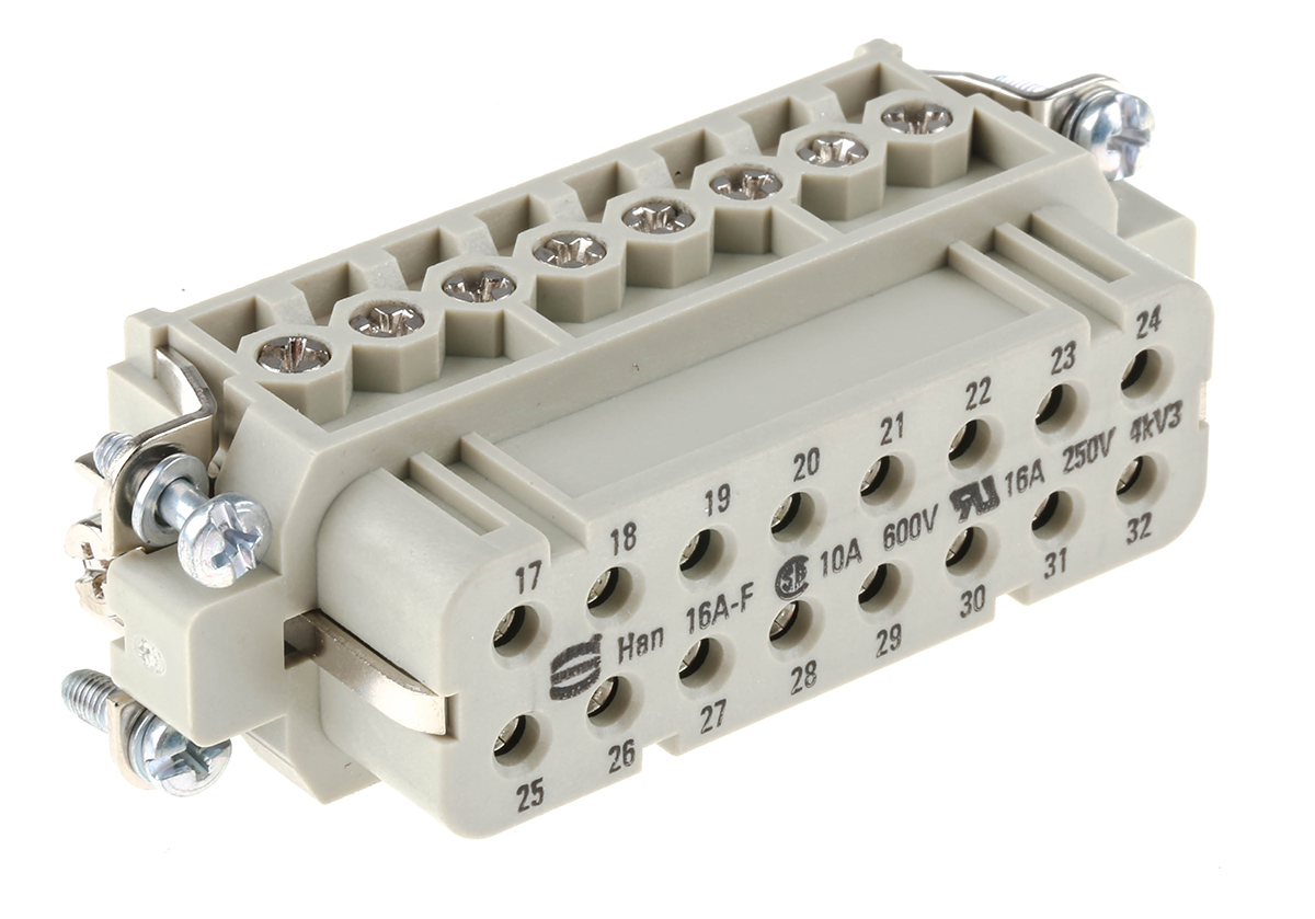 HARTING Heavy Duty Power Connector Insert, 16A, Female, Han-A Series, 16 Contacts