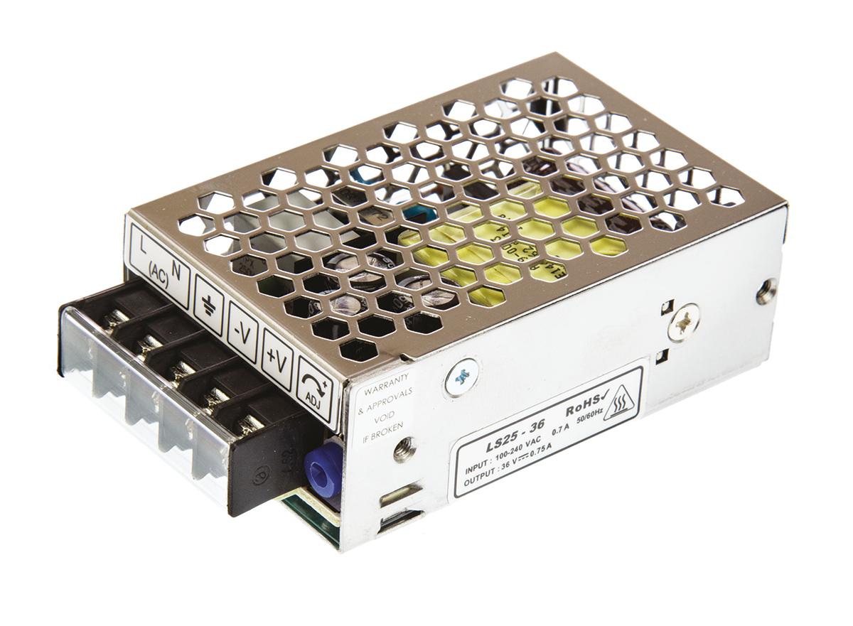 TDK-Lambda Switching Power Supply, LS25-36, 36V dc, 750mA, 25W, 1 Output, 125 → 373 V dc, 88 → 264 V ac