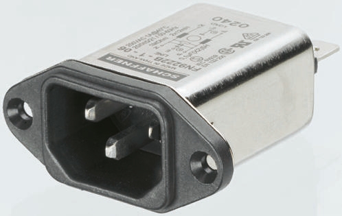 Schaffner 3A, 250 V ac Male Panel Mount IEC Filter FN9244EB-3-06, Faston