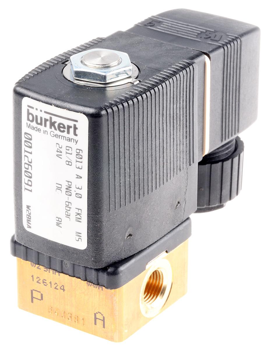 Burkert Solenoid Valve 126091, 2 Port, NC, 24 V dc 3.18 mm, 3.18 mm