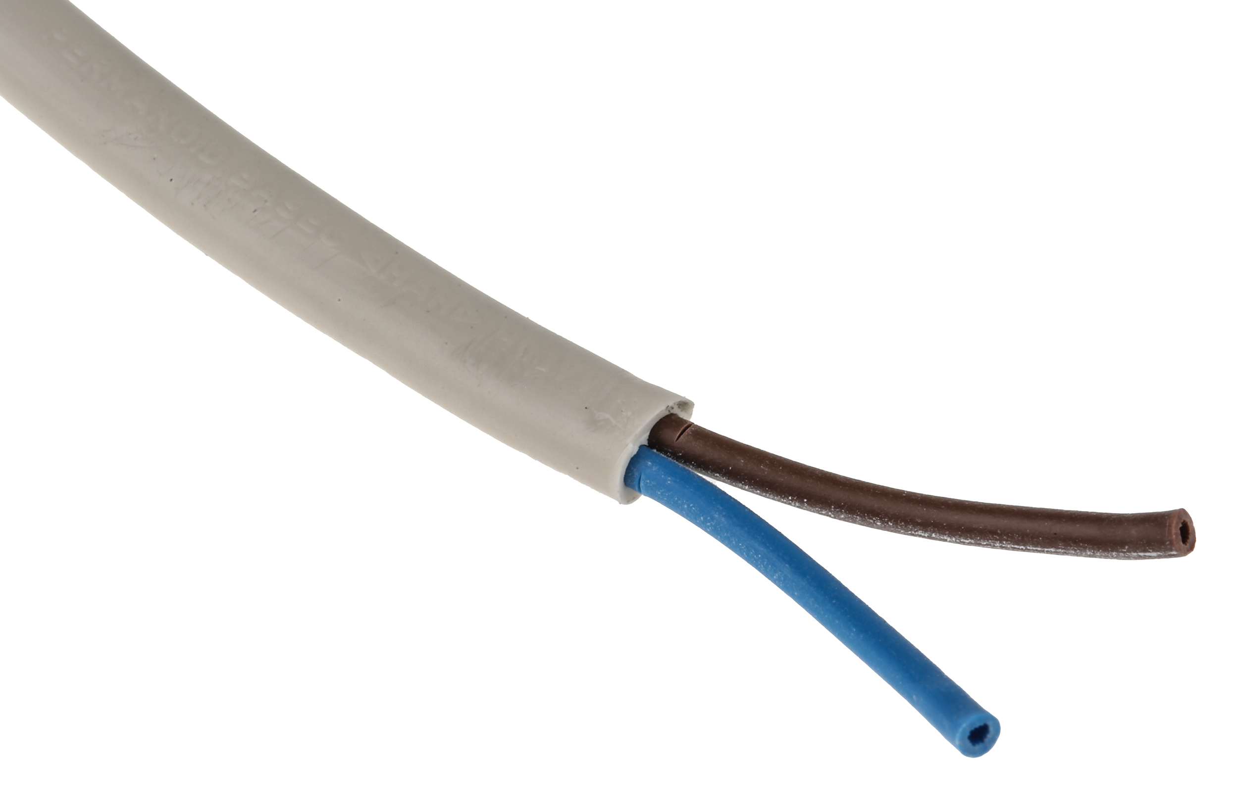 RS PRO 2192Y 0.5 mm² 2 Core Power Cable, H03VVH2-F, White PVC, 100m