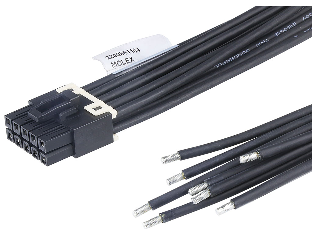 Molex 10 Way Female Crimped Terminal to 10 Way Male Pigtail Wire to Board Cable Assembly, 150mm