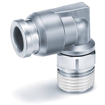 SMC KQB2 Series Male Stud Elbow, G 1/8 to Push In 4 mm, Threaded-to-Tube Connection Style