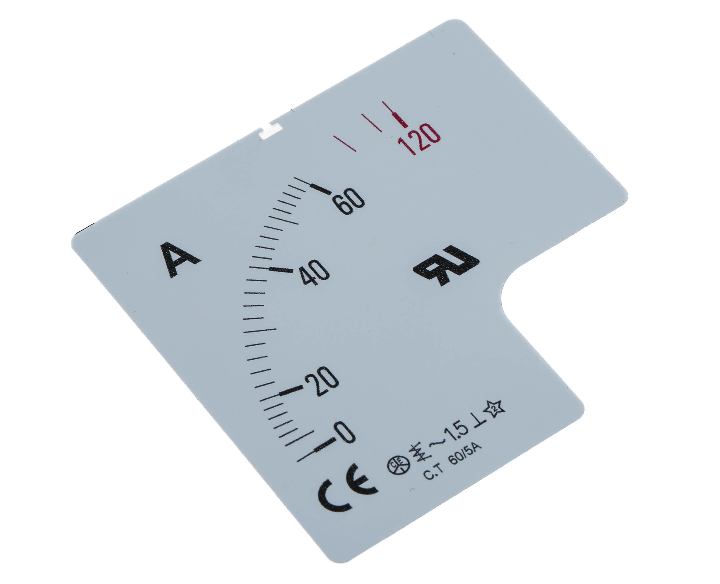 RS PRO 60A Meter Scale For Use With 72 x 72 Analogue Panel Ammeter