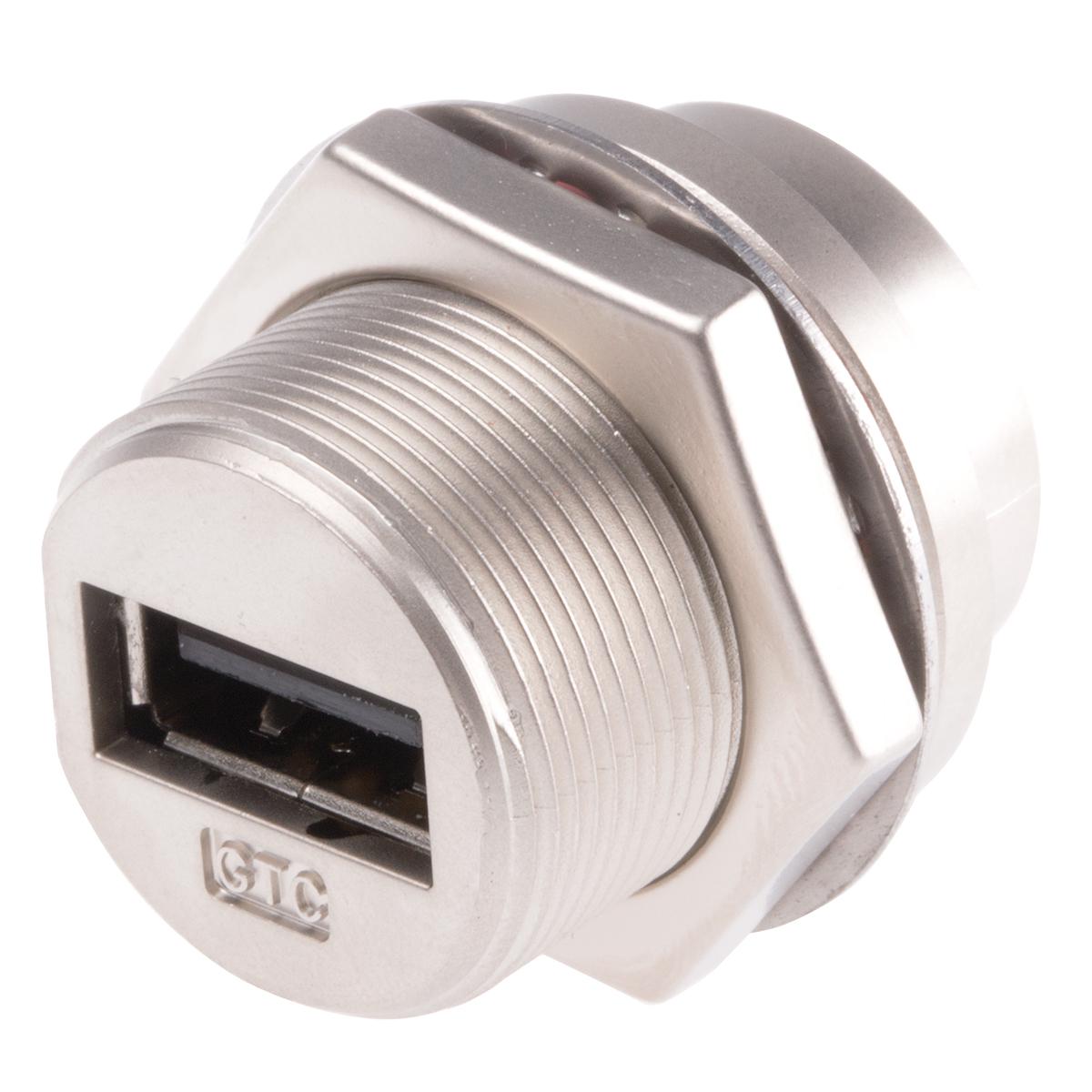 RS PRO Straight, Panel Mount, Socket- Single Port Type A 2.0 USB Connector