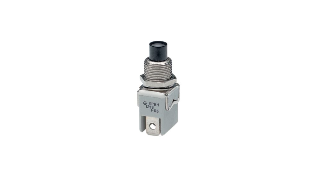 APEM 1200 Series Push Button Switch, Momentary, Panel Mount, 12.2mm Cutout, Normally Open, 250V ac