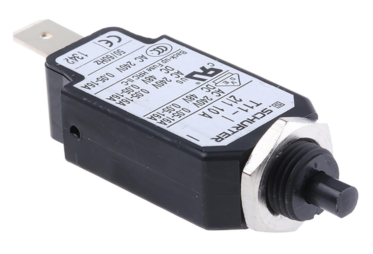 Schurter Thermal Circuit Breaker - T11  Single Pole 240V ac Voltage Rating, 10A Current Rating