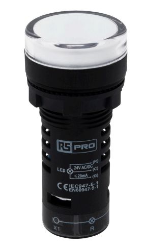 RS PRO, Panel Mount Green, Red LED Pilot Light, 24V ac/dc