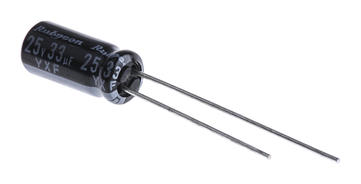 Rubycon 33μF Aluminium Electrolytic Capacitor 25V dc, Radial, Through Hole - 25YXF33M5X11