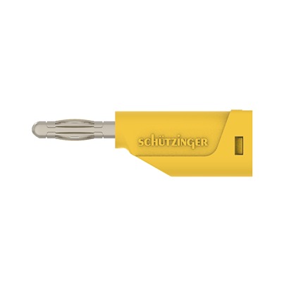 Schutzinger Yellow Male Banana Connector, 4 mm Connector, Solder Termination, 30 V ac, 60 V dc, Nickel Plating