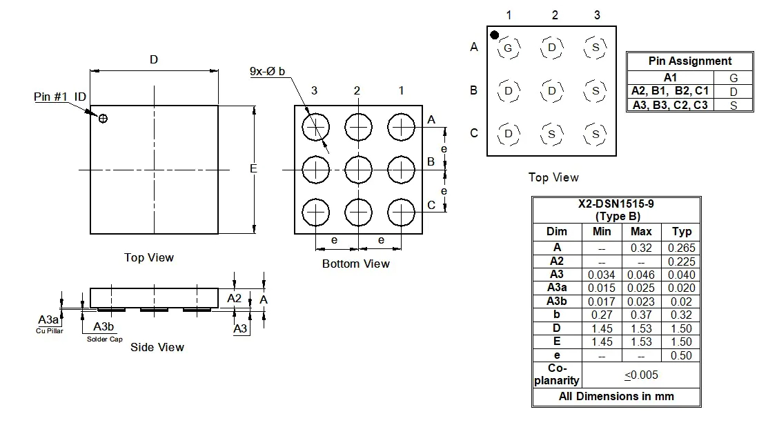 DiodesZetex DMP Type P-Channel MOSFET, 10.7 A, 12 V Enhancement, 9-Pin X2-DSN1515-9 DMP2541UCP9-7