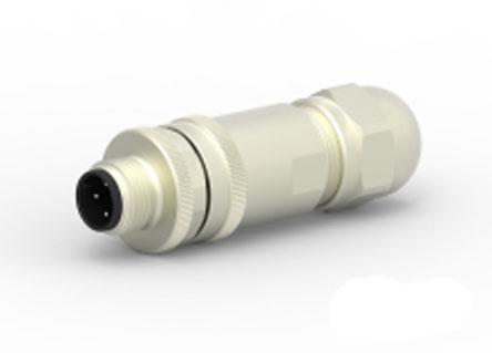 TE Connectivity Circular Connector, 4 Contacts, Cable, M12 Connector, Plug, Male, IP67, T411 Series