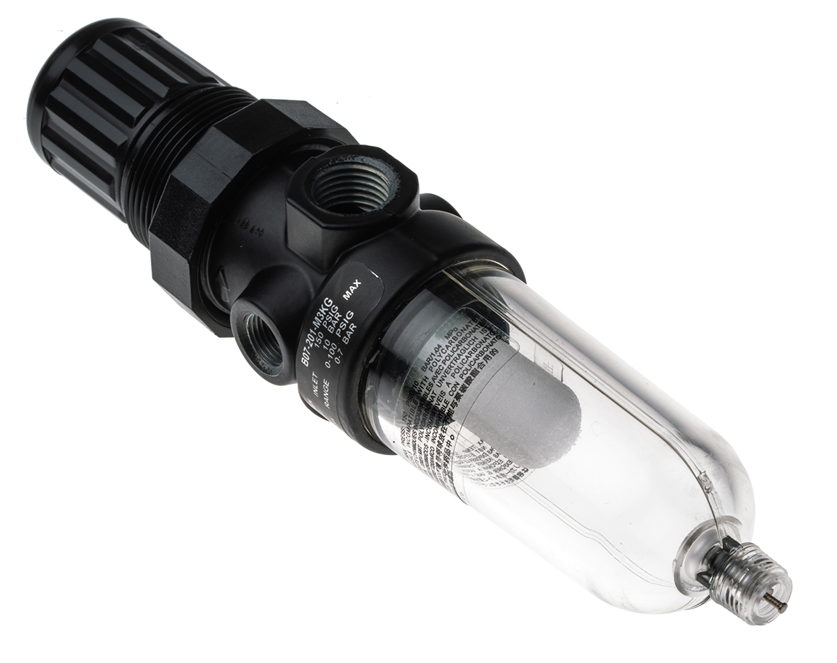 Norgren B07 Polycarbonate Filter Regulator, 40μm, G 1/4, Manual, 7 bar