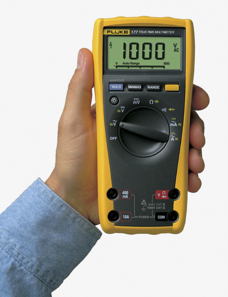 Fluke 177 Handheld Digital Multimeter, True RMS, 10A ac Max, 10A dc Max, 1000V ac Max
