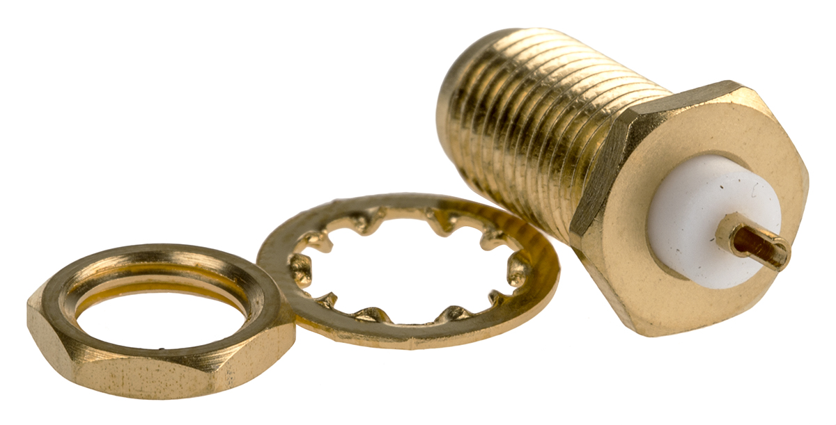 TE Connectivity, Jack Panel Mount SMA Connector, 50Ω, Solder Termination, Straight Body